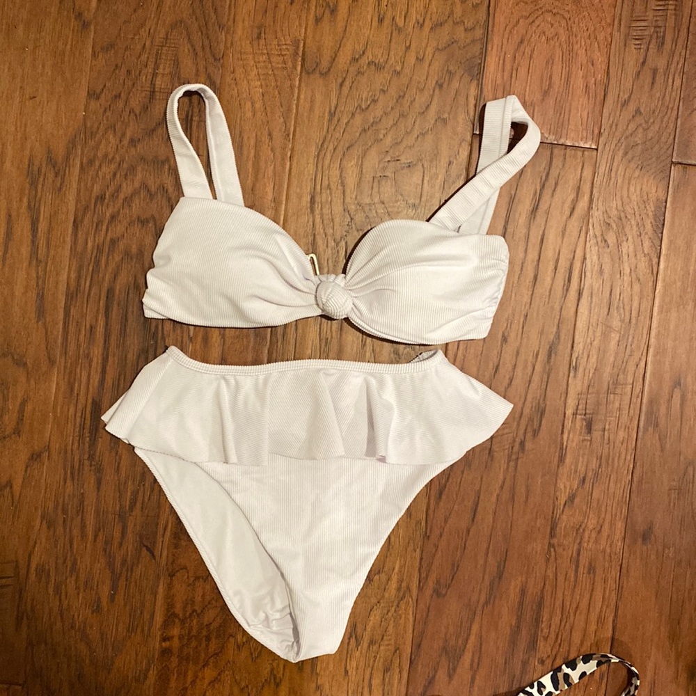 Beach Riot High Waisted White Bikini